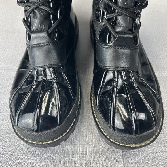 Coach Leonora Black Patent Leather Shearling Snow Boots Women’s 7.5B - Picture 3 of 7